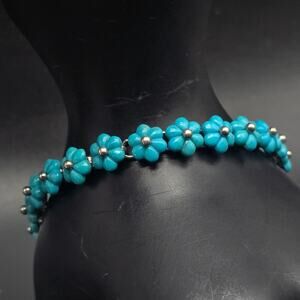 Whitney Kelly Turquoise Flower Bracelet Sterling Silver WK 925